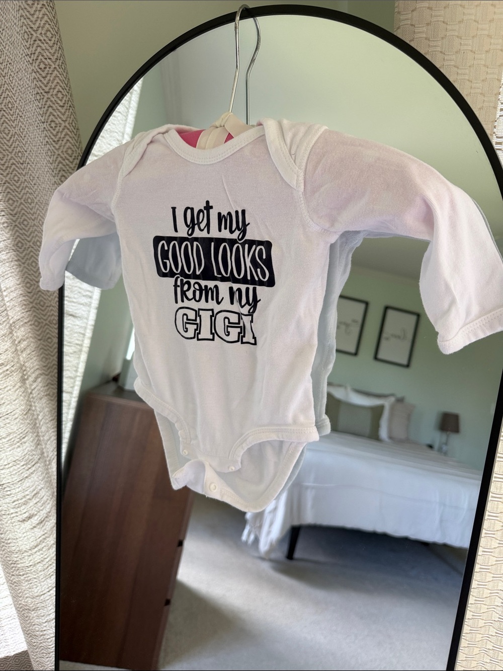 Rabbit Skins White Long-Sleeve Baby Bodysuit with Black Text